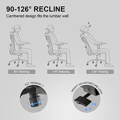 XUER Ergonomic Office Chair, Mesh Computer Desk Chair with Adjustable