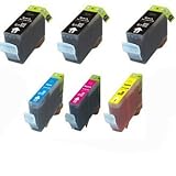 6 Pack (3xBlack + 1 of Ea. Color) Compatible Ink w/ Chip for Canon Pixma iP3300 iP3500 MP510 MX700 PGI-5BK CLI-8