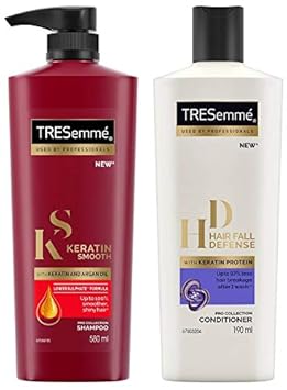 TRESemme Keratin Smooth Shampoo, 580ml & TRESemme Hair Fall Defense Conditioner, 190ml