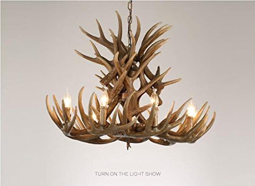 Creative Retro Resin Antler Chandelier E14 Hanging Line Lamps 6/9/12 Head Candle Pendant Lamp showroom/coffee/bar Indoor Decoration Lighting (Without Bulb)