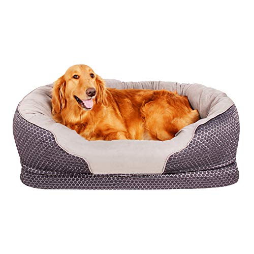 Pet Deluxe Medium Orthopedic Dog Bed 32 x 21 inches, Grooved Nonslip Orthopedic Foam Pet Bed Extra Comfy Cotton
