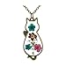 FM FM42 Multicolor Dried Flowers Cat Shape Pendant Necklace with 27