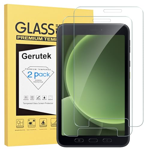 Gerutek [Pack of 2 Tempered Glass for Samsung Galaxy Tab Active 5 2024/Active 3.8 Inch, (SM-X300/X306B/T570/T575), 9H, Anti-Scratch, Bubble-Free, High Definition, Screen Protector for Tab Active 5