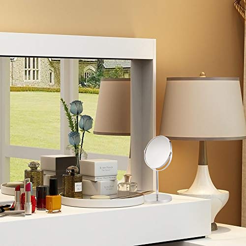 Double-Sided Magnifying Makeup Mirror, Large 6.7-Inch Vanity Makeup Mirror,1X and 5X Magnifying Mirrors ~ Perfect for Bedroom or Bathroom Vanity, Tabletop Swivel Mirror Chrome Finish