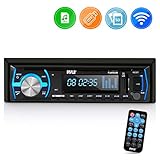 Pyle Marine Bluetooth Stereo Radio - 12v Single DIN Style Boat in Dash Radio Receiver System with Built-in Mic, Digital LCD, RCA, MP3, USB, SD, AM FM Radio - Remote Control - PLMRB29B (Black)