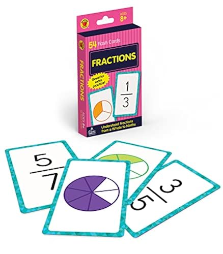 Carson Dellosa Fraction Number Flash Cards for Kids Ages 8+, Math Flash ...