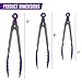 ChefStir Kitchen Tongs with Non Stick Silicone Tips – Stainless Steel, Heavy Duty, Multipurpose Set of 3 – 7, 9, 12 Inch – for Cooking, Baking and Grilling - Purple