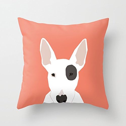 UOOPOO Bull Terrier Cute Puppy Dog Art Print Pet Gift Cotton Canvas Pillow Case 18 x 18 Inches Square Cushion Cover for Pet Lovers Print One Side