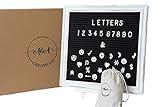 Letter Board with Letters Black Felt, 12x12 Inch Changeable Message Board, Includes 500 3/4'' Thick Letters, Numbers & Emojis, Oak Frame, Stand & Hanger, Sorting Tray & Canvas Bag, A&A Creations