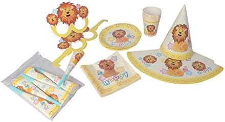 Offspring Birthday Party Supplies Combo Kit Lion Theme - Pack of 36 Pieces