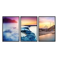 Framed Canvas Wall Art - Romantic Beach - Canvas Prints Home Artwork Decoration for Living Room,Bedroom - 16