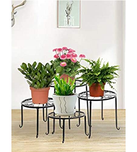 S.F.Decor Presents Set of 3 Iron Metal Plant Stands Rack/Pot Planter || Black Finish || Small:11,Medium:13, Large:15 INCH,3 KG