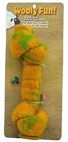 One Pet Planet Wool Knotted Bone Chew Toy, 8.5-Inch, Yellow