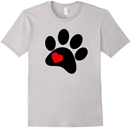 Men's Dog Paw Print Shirt - I Love Dogs Shirt Large Silver