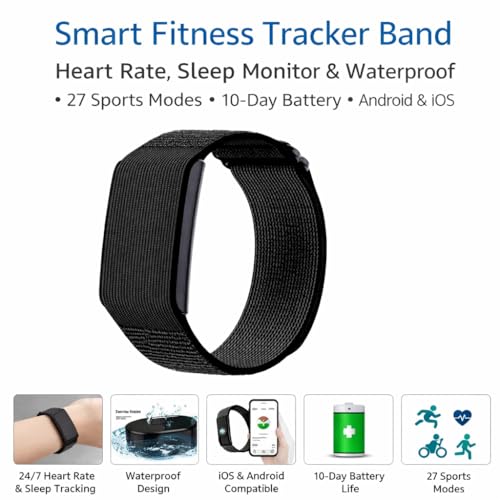 RizqMart Smart Fitness Tracker Watch for Men & Women, 24/7 Heart Rate & Sleep Monitor, 27 Sports Modes, 10-Day Battery, Waterproof Activity Tracker for Android