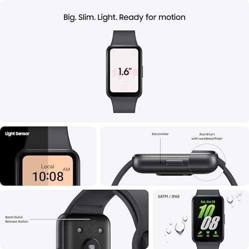 Samsung Galaxy Fit3, 1.6" AMOLED Display, 13 Days Battery Charge, Sleep Monitoring, Fall Detection - Dark Gray (CAD Version & Warranty)