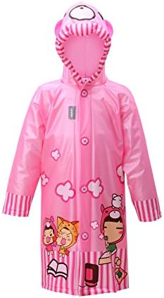 lldeal Kids Rain Jacket Waterproof Hooded Coat Outwear Raincoat-Pink-XL
