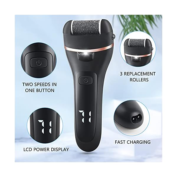 ZOUYUE-Electric-Foot-File-Pedicure-Set-Rechargeable-Waterproof-Hard-Skin-Remover-with-3-Rollers-and-2-Speeds-Callus-Remover-Foot-Care-Gift-Kit-for-Cracked-Heels-Calluses-and-Dead-SkinBlack ZOUYUE Electric Foot File Pedicure Set, Rechargeable Waterproof Hard Skin Remover with 3 Rollers and 2 Speeds, Callus…
