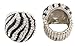 Silvertone with Black & Clear Iced Out Zebra Print Round Stretch Ring