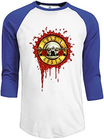 SUPERMORE Guns N Roses GNR Men's 3/4 Sleeve 100% Cotton Baseball Tee/T Shirts RoyalBlue