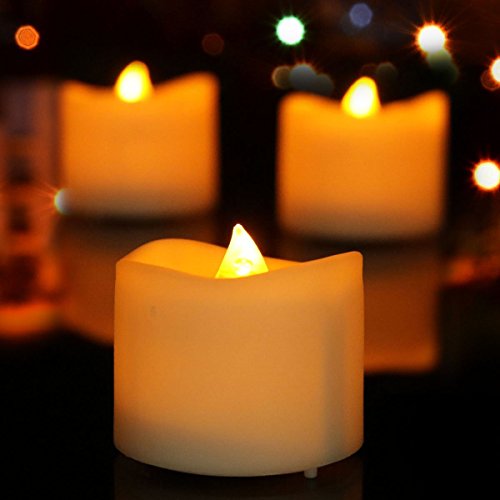 Onlyhome Battery Operated LED Tea Lights, Pack of 24, Flickering Flameless Candles with Warm White Flickering Bulb light, Small Electric Fake Tea Candle Realistic for Wedding, Table, Gift,Outdoor - Thumbnail 3