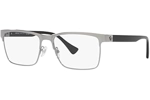 Versace VE 1285 1001 Gunmetal Metal Rectangle Eyeglasses 56mm, Gunmetal, 56-17-150