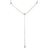 Mikovivi Y-Shaped Rhinestone Necklace, Gold Dainty Long Chocker Necklace Simple Y Shaped Lariat Necklace Jewelry Gift for Women Party Birthday Wedding Trendy Stuff