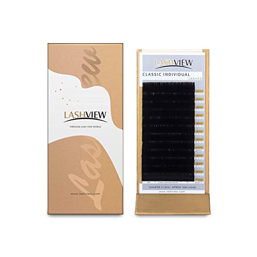LASHVIEW Eyelash Extensions,Individual Lashes, Premium Single &Classic Lashes,0.20 Thickness C Curl Mixed Tray,Natural Semi Permanent Eyelashes,Soft Application-Friendly