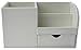 KINGFOM Wooden Struction Faux Leather Multi-Function Desk Stationery Organizer Storage Box (White)