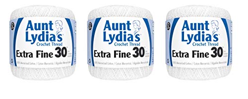 Aunt Lydia Extra Fine Crochet - 3 Pack of 500y/457m - White