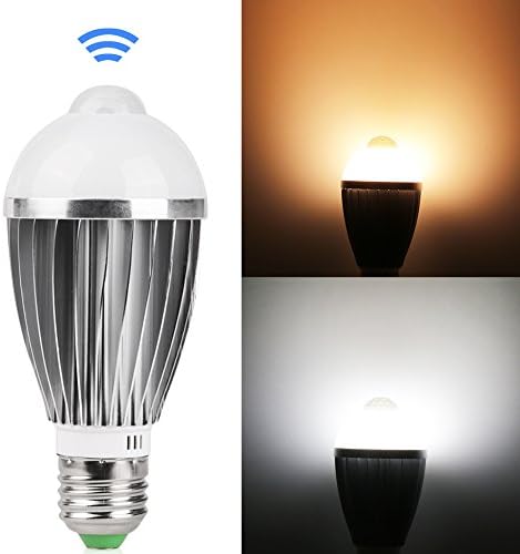 7W Motion Sensor Smart LED Bulb - Warm White 60W Equivalent E26 Base - Auto Activated by Infared, for Porch Garage Stair Walkway Basement Corridor