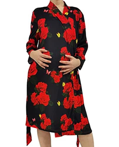 SUFEINI Maternity Robe with Matching Swaddle Set, Mommy Me Swaddle