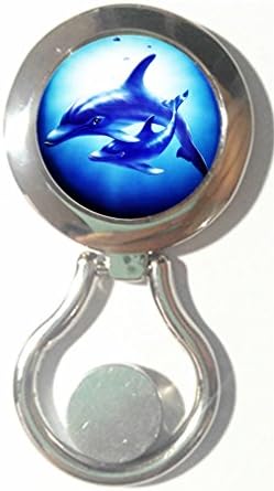 RainbowSky Dolphin - Animal Magnetic Metal Badge Holder for Eyeglass, Silvery, C1185