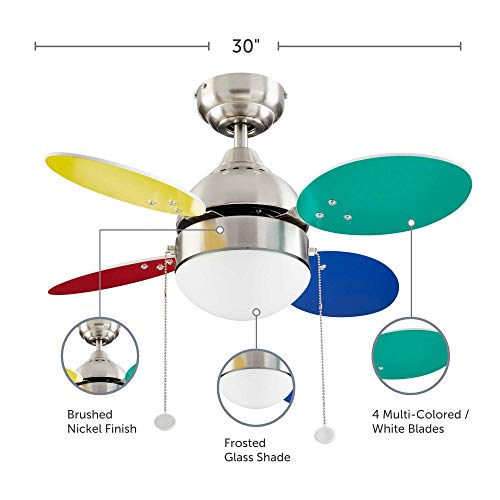 NOMA LED Ceiling Fan with Light 4 Reversible MultiColor or White