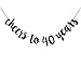 FECEDY Black Cheers to 40 Years Banner for 40th Birthday Party Decorations