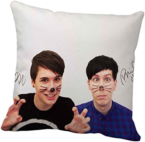 Dan and phil cat whiskers Cushion Pillow Case 18"x18"