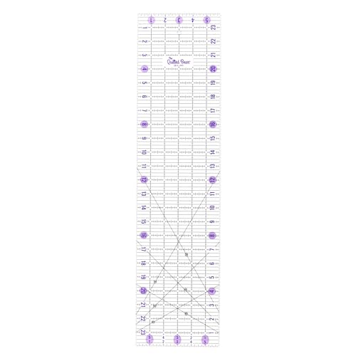 The Quilted Bear Quilting Rulers - Transparent Acrylic Non Slip Quilting, Patchwork & Sewing Ruler with Clear Black Lines & 30, 45 & 60 Degree Angles for Perfect Accuracy & Precision (6