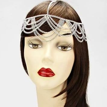 Amazon Com Hair Jewelry Head Band Head Chain For Women And Girls Gold Multi Layer Jewelry Drop Forehead Headband Sliver Beauty