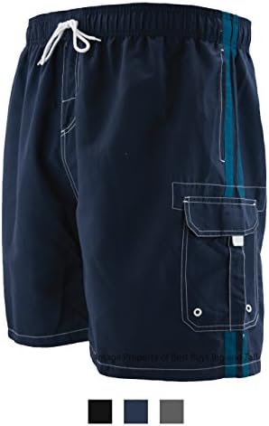 Falcon BayBig Men's Striped Cargo Swim Trunks