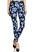 Leggings Depot High Waisted Floral & Space Print Leggings for Women-Full Length-R604, Blue Hibiscus, Plus Size