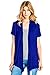 12 Ami Basic Solid Short Sleeve Open Front Cardigan Royal Blue 2X