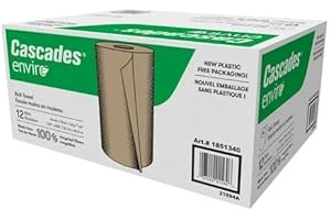 Cascades Enviro PRO Paper Towel Rolls, 1-Ply, 62.5 m Length, Brown, 12 Pack