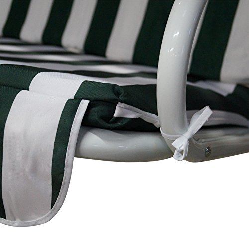 DEGAMO Hollywoodschaukel Florida 3-sitzer, Gestell Weiss, Bezüge grün/Weiss gestreift, extra stabile Ausführung, Outdoor – Bild 4