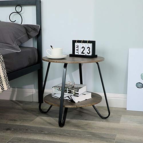 image for Coavas Vintage 2 Tiers Living Room End-Table Modern Industrial Nightst