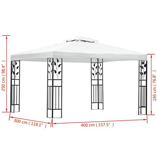 AyaMastro Outdoor White 157.5" L Gazebo Canopy Garden Tent Party Wedding Yard Sun Shade Ornate Floral Design w/Steel Frame with Ebook - Thumbnail 3