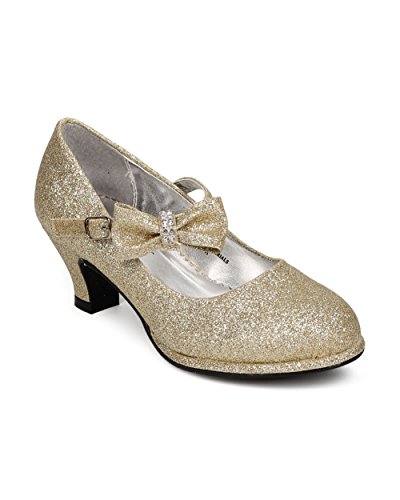 image for Little Angel Tasha-685E Glitter Bow Mary Jane Pump (Toddler/Little Gir