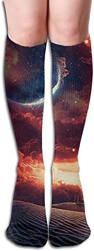 Cool Milky Way Planet Knee High Socks Running Long Socks For Women