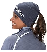 TrailHeads Ponytail Hat - Adrenaline Series | Women’s Running Beanie with Reflective Accents | Bl...