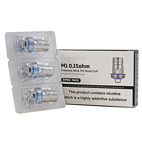 Freemax 904L M Mesh Coils - Pack of 3 Coils | M Series for M Pro 2 Tank & M Pro Tank | M1/M2/M3/M4 - Contains No C₁₀H₁₄N₂ (M1-0.15 ohm)
