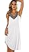 MiYang Women's V-Neck Hot Drilling Wrinkle Long Beach Dress,One Size,White